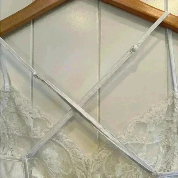 🌈 6/$60, Source Unknown, Lacy, Satiny, Nightgown, White, Adjustable Straps, Med - Picture 6 of 6